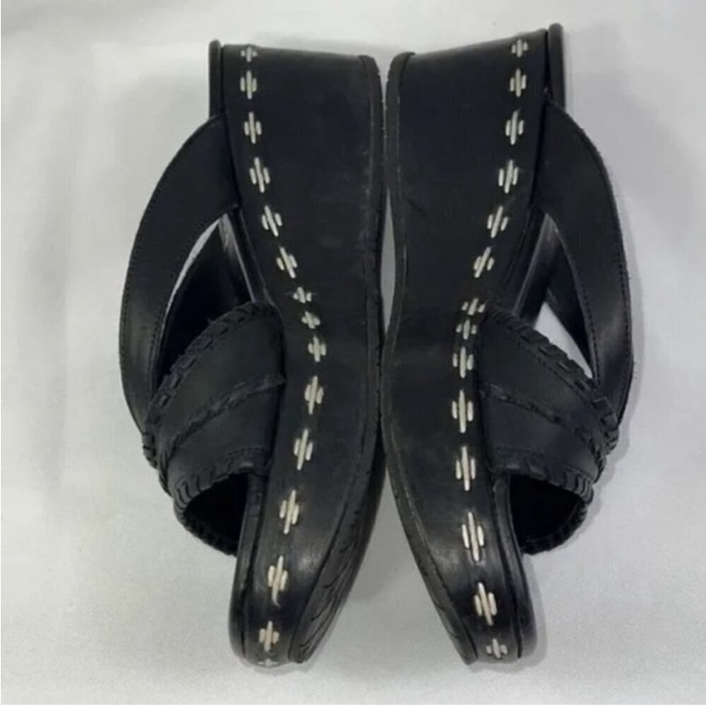 DONALD J PLINER System Leather Wedge Sandal Black Sz 6 EUC - Picture 4 of 5